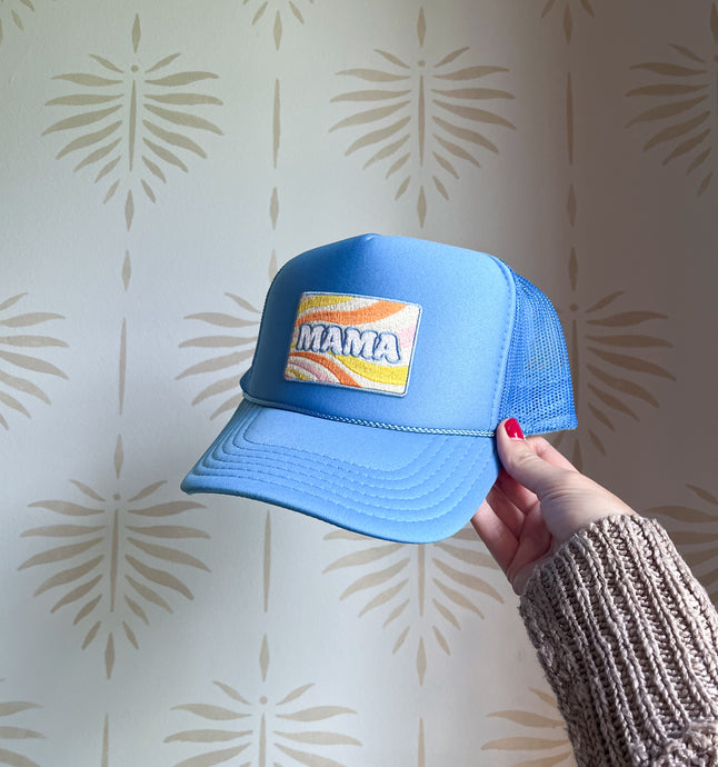 Bright Blue MAMA Retro Foam Trucker Cap